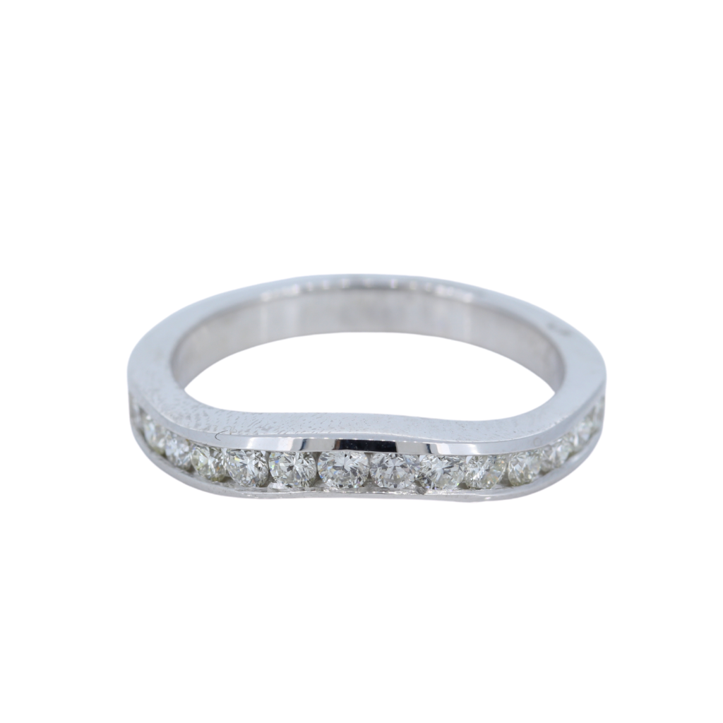 14k White Gold Band Ring with .61ct Diamonds