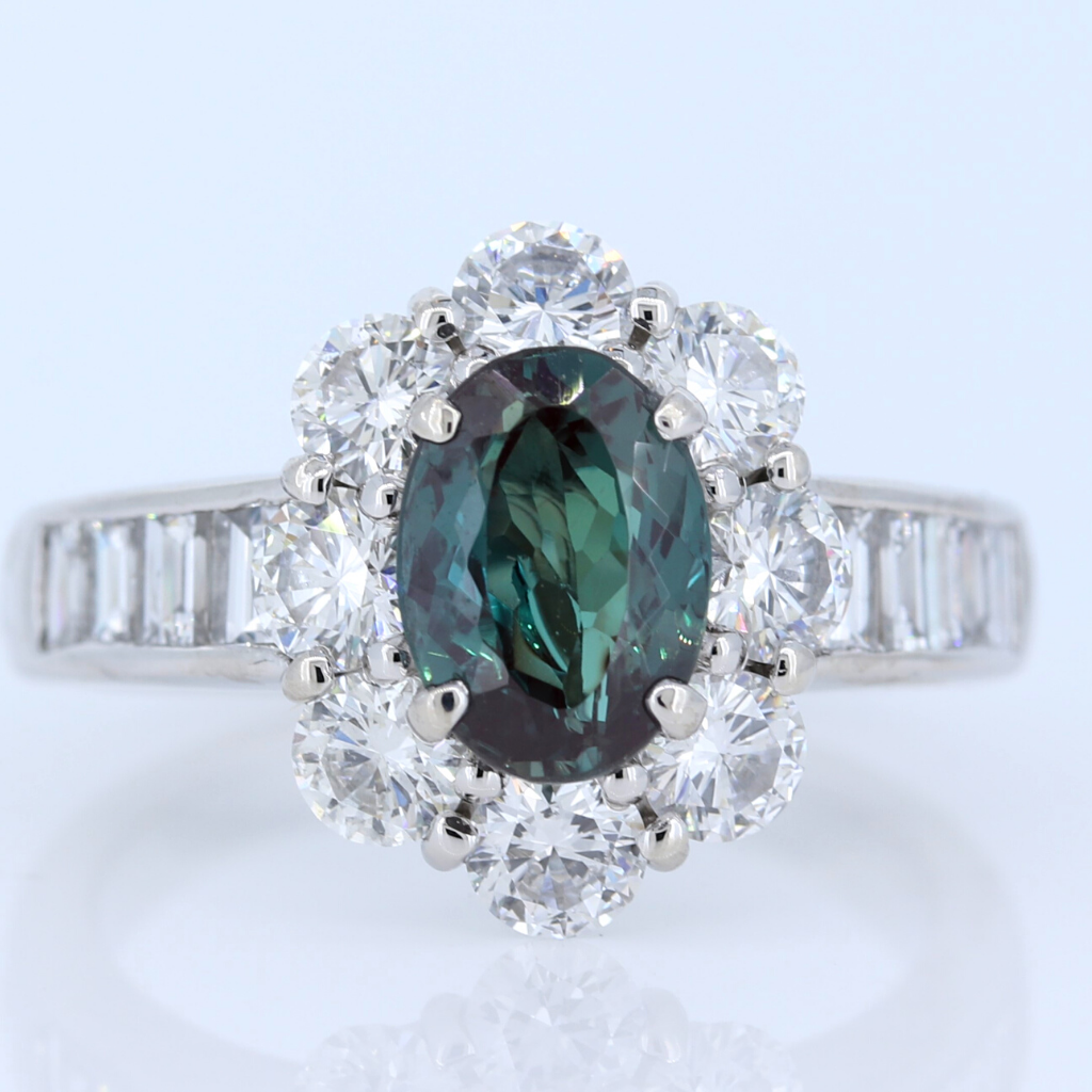 Platinum Ring with 1.71ct Alexandrite and 1.91ct diamonds - GIA Certified