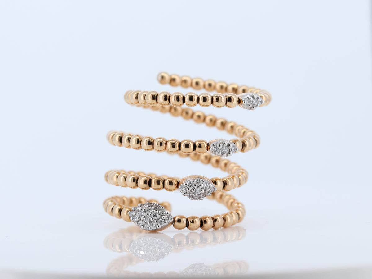 18Kr Flexible Diamond Swirl Ring D-0.17Ct