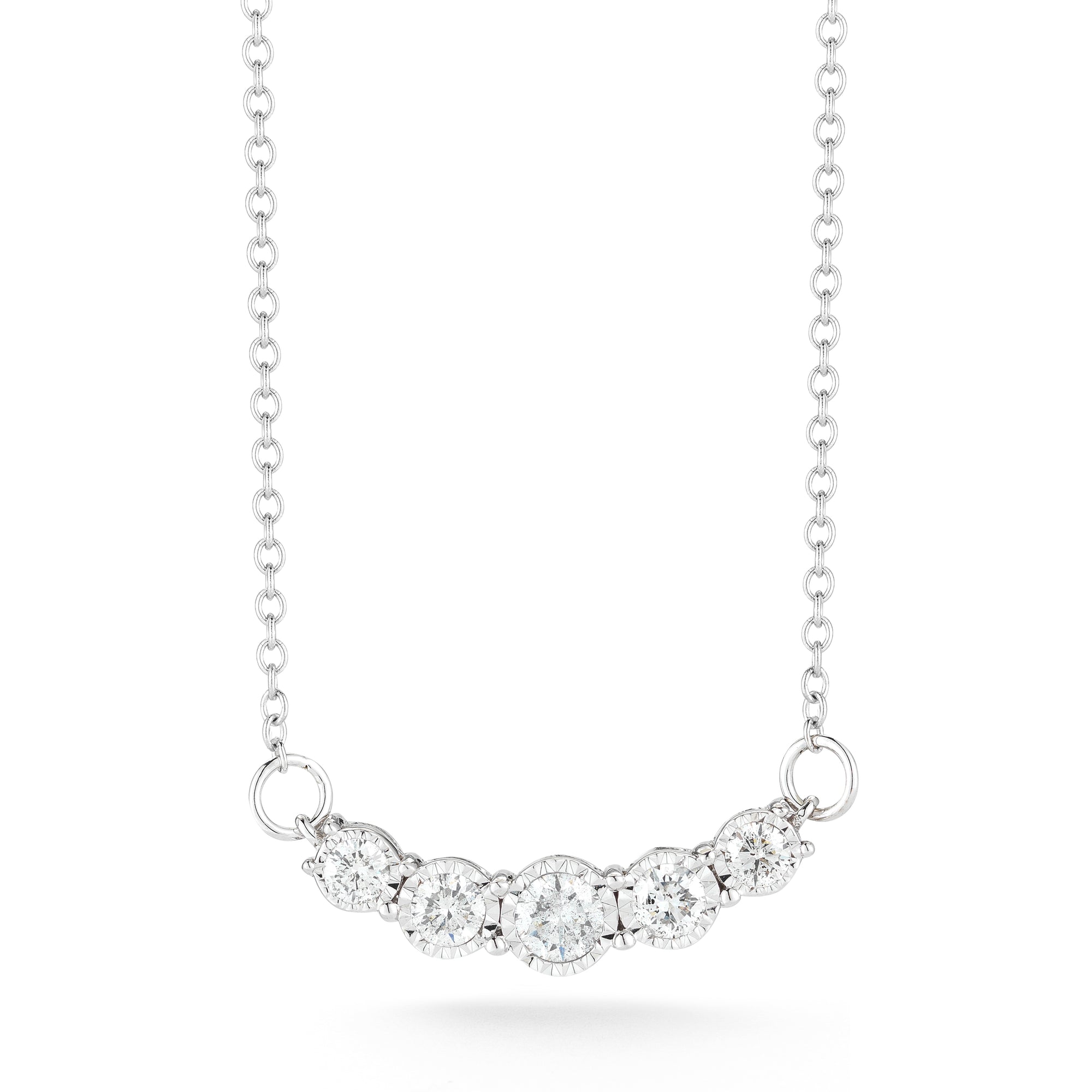 Five Stone Necklace Made In 14K White Gold