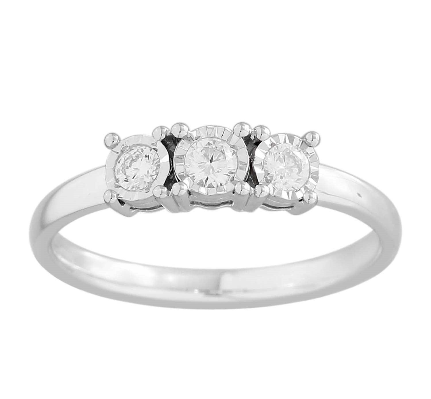 3 Stone Ring Made In 14K White Gold
