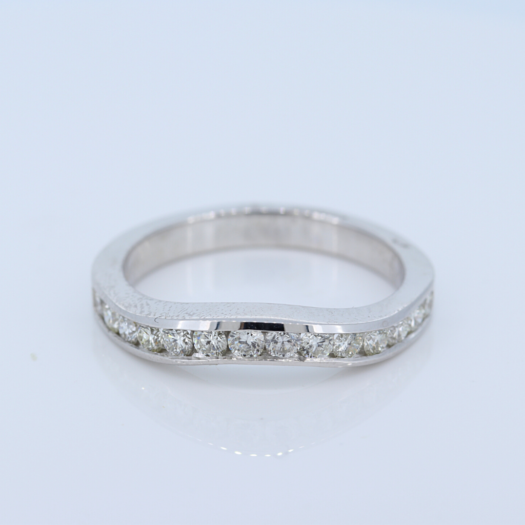 14k White Gold Band Ring with .61ct Diamonds