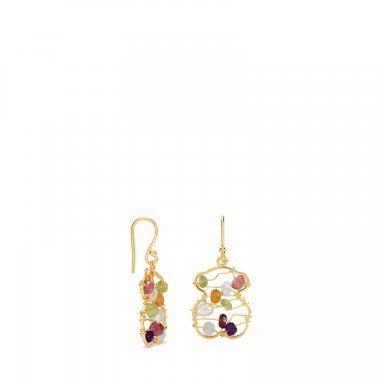 Gold Garabato Earrings with Gemstones