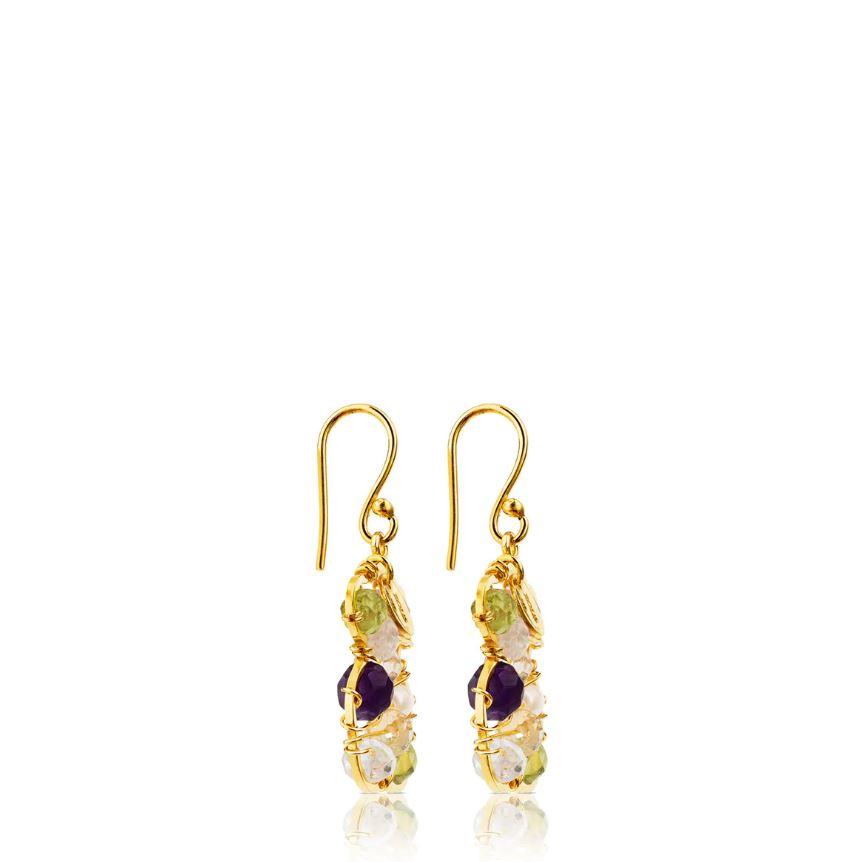 Gold Garabato Earrings with Gemstones