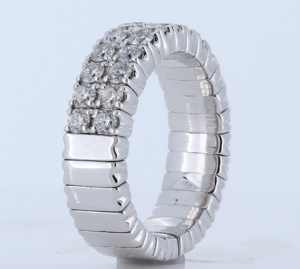 18Kt White Gold Stretchable Diamond Ring With 1.45Ct Diamonds