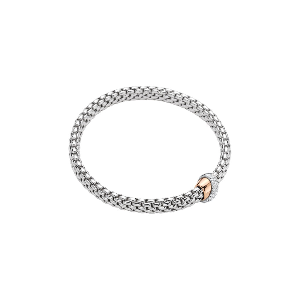 Flex'it Vendome bracelet with diamonds in White Gold