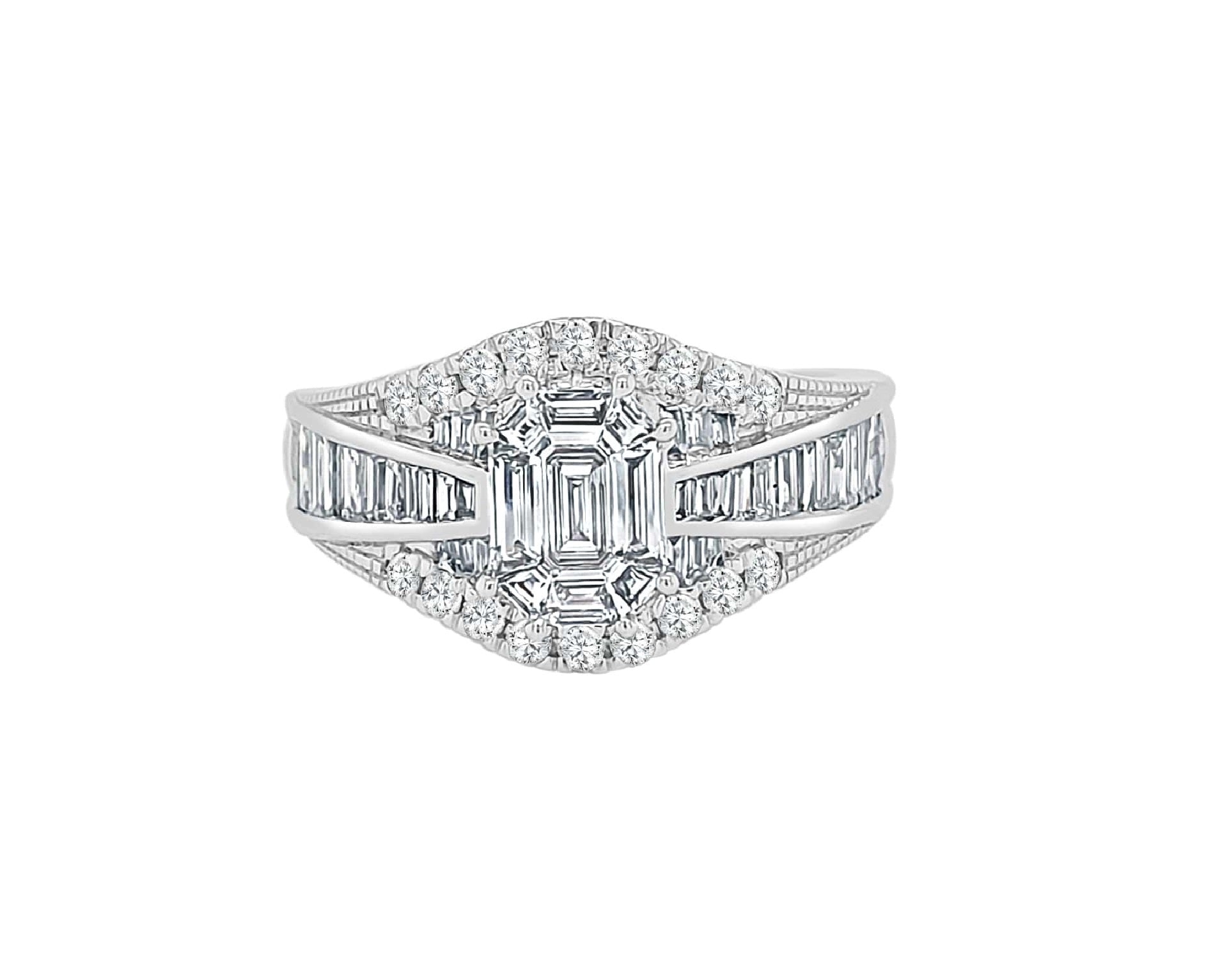 Mosaic Bridal Diamond Engagement Ring made in 14k White gold