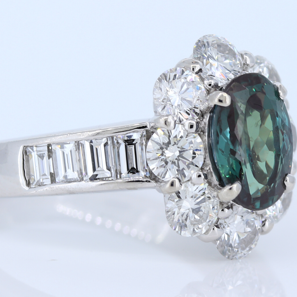 Platinum Ring with 1.71ct Alexandrite and 1.91ct diamonds - GIA Certified