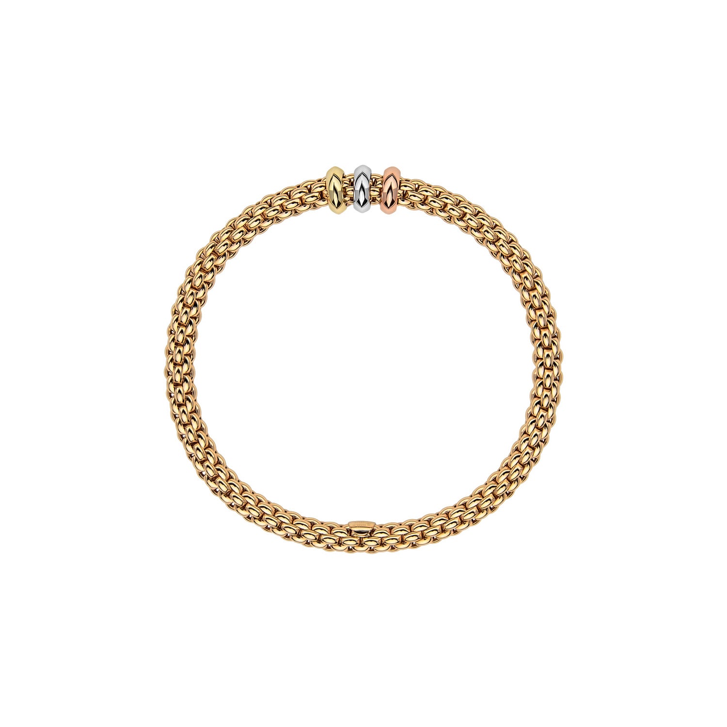 Flex'it bracelet with Tri-color gold rondel in Yellow Gold
