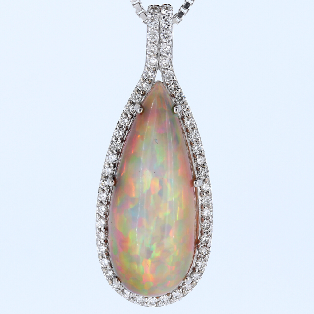 Stunning 13.77ct Opal Pendant set in 14k White Gold
