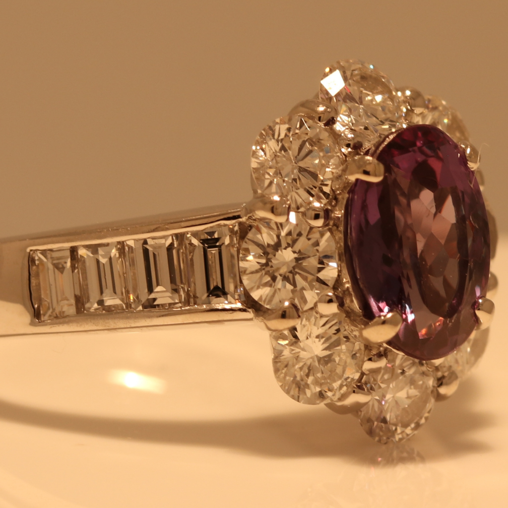 Platinum Ring with 1.71ct Alexandrite and 1.91ct diamonds - GIA Certified