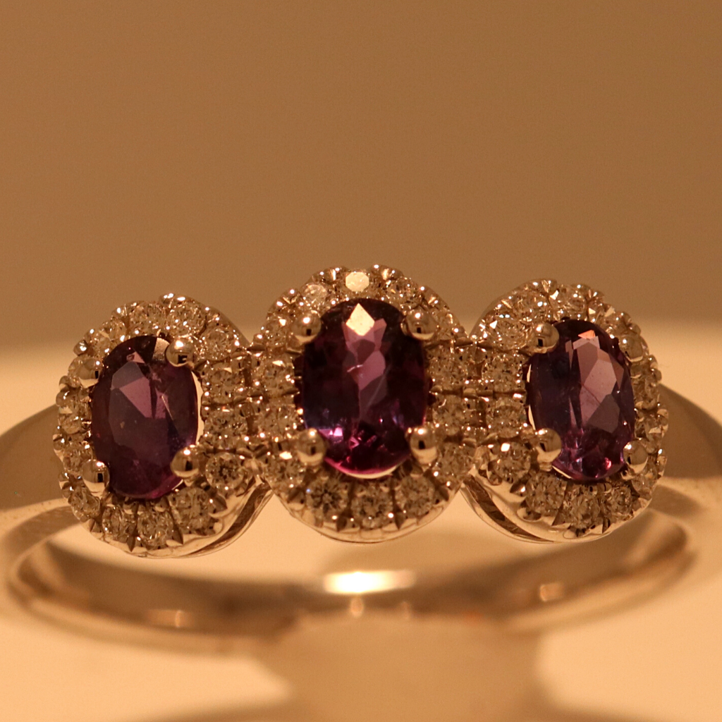 18k White Gold Ring with .63ct Alexandrite and diamonds