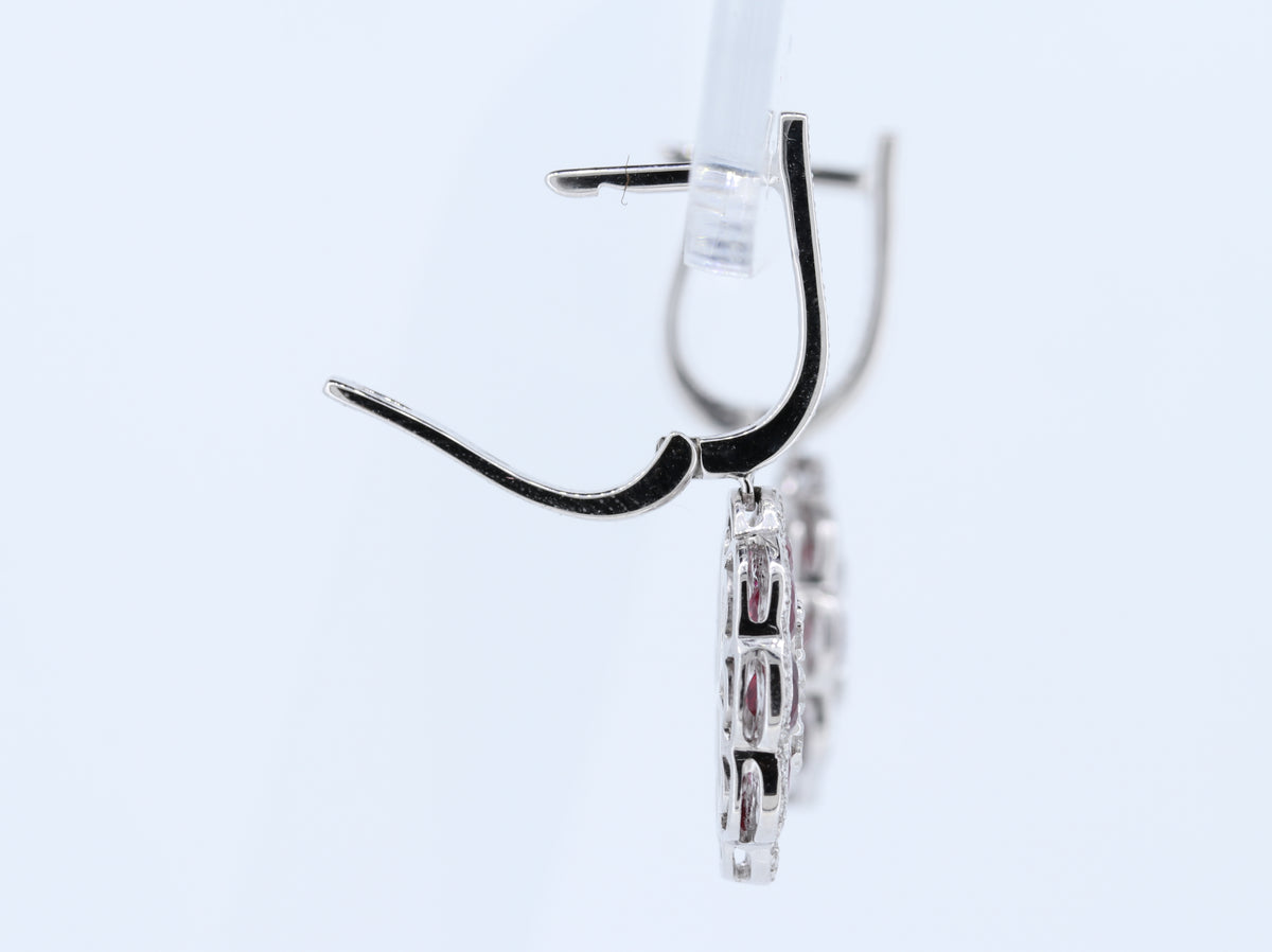 14kt Ruby and Diamond Earrings in White Gold - Ruby Count - 16 pcs (4.19ctw)