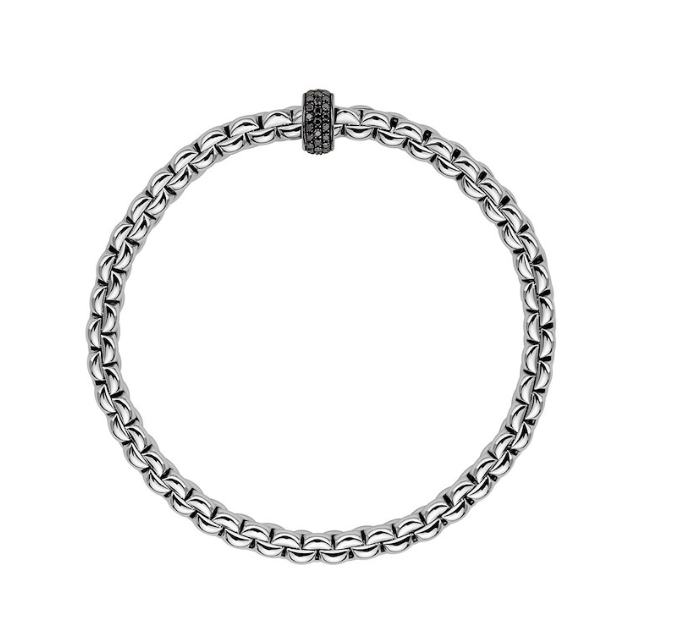 Flex'it Eka bracelet with black diamond pave in White Gold