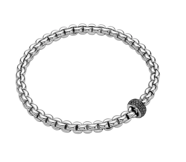 Flex'it Eka bracelet with black diamond pave in White Gold