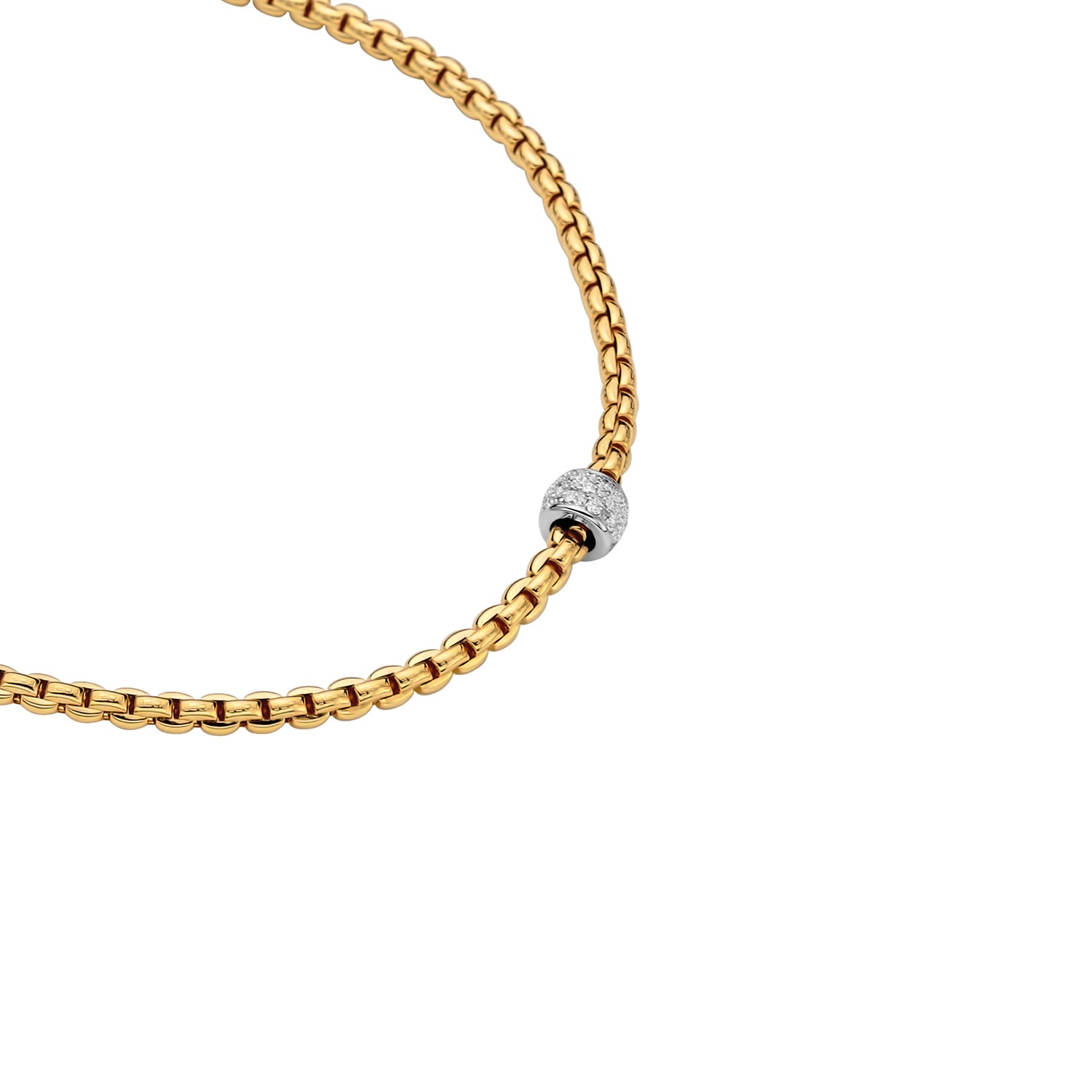 Eka Necklace with diamond pave in yellow gold