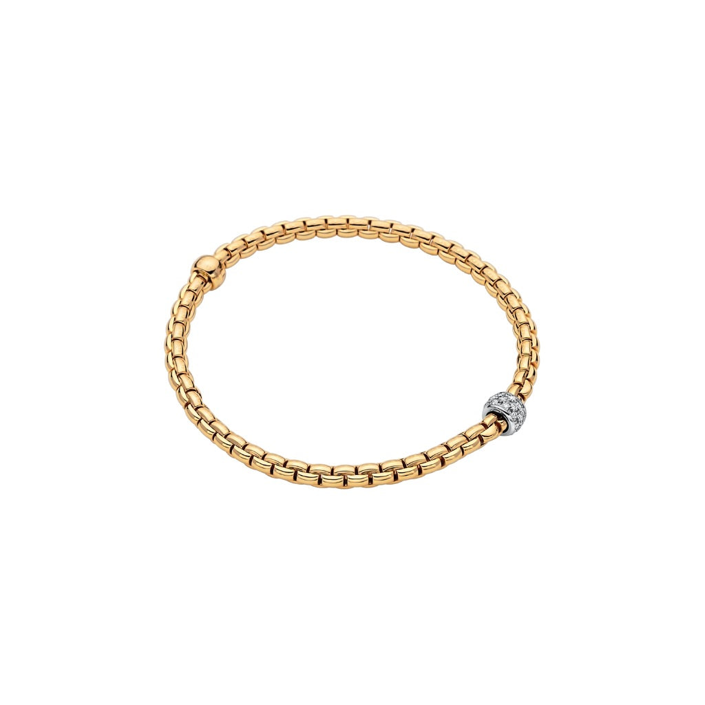 Flex'it Eka Tiny bracelet with diamond pave in yellow gold