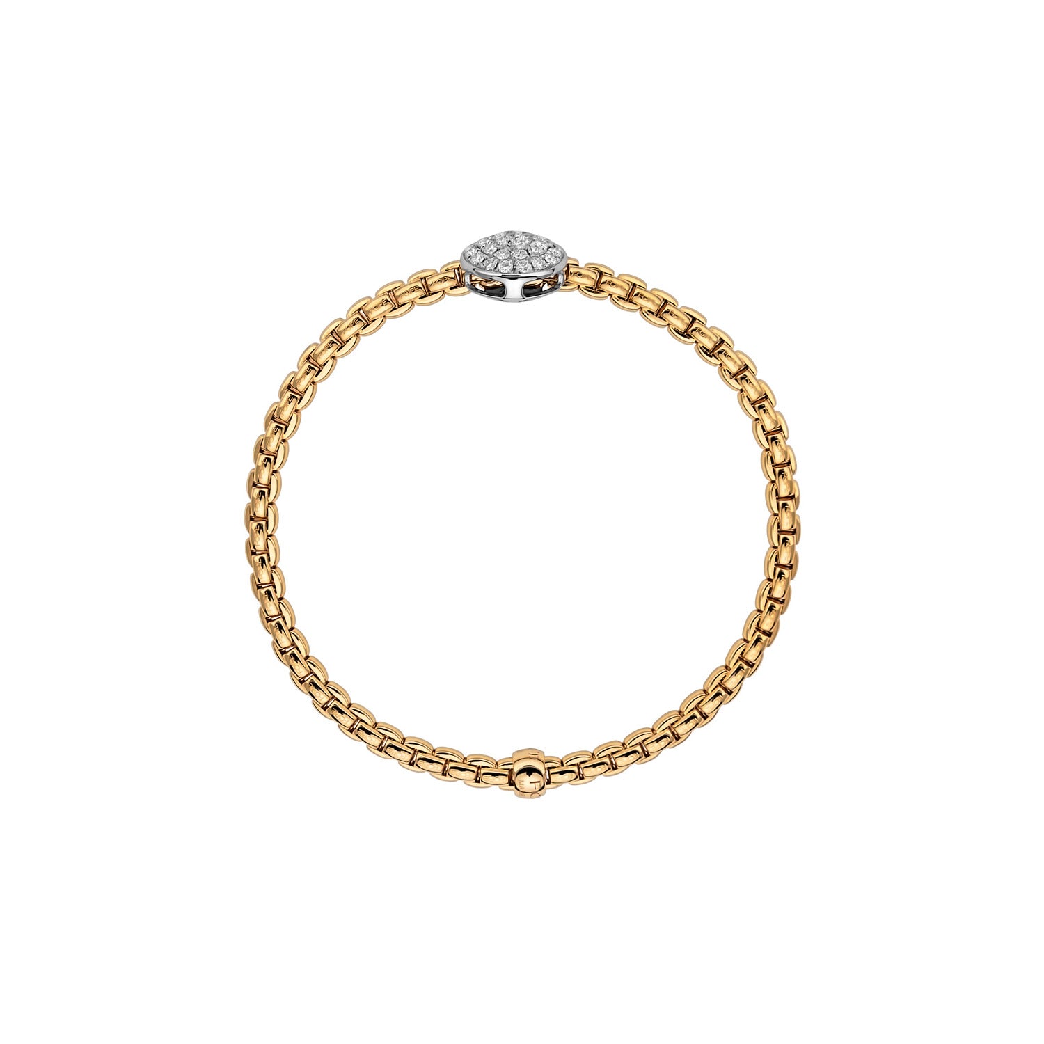 Flex'it Eka Tiny bracelet with diamond pave in yellow gold