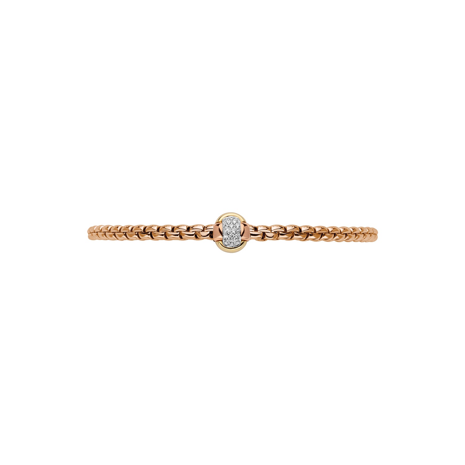 Flex'it Eka Tiny bracelet with Tri-tone Rondelle and diamonds in Rose Gold