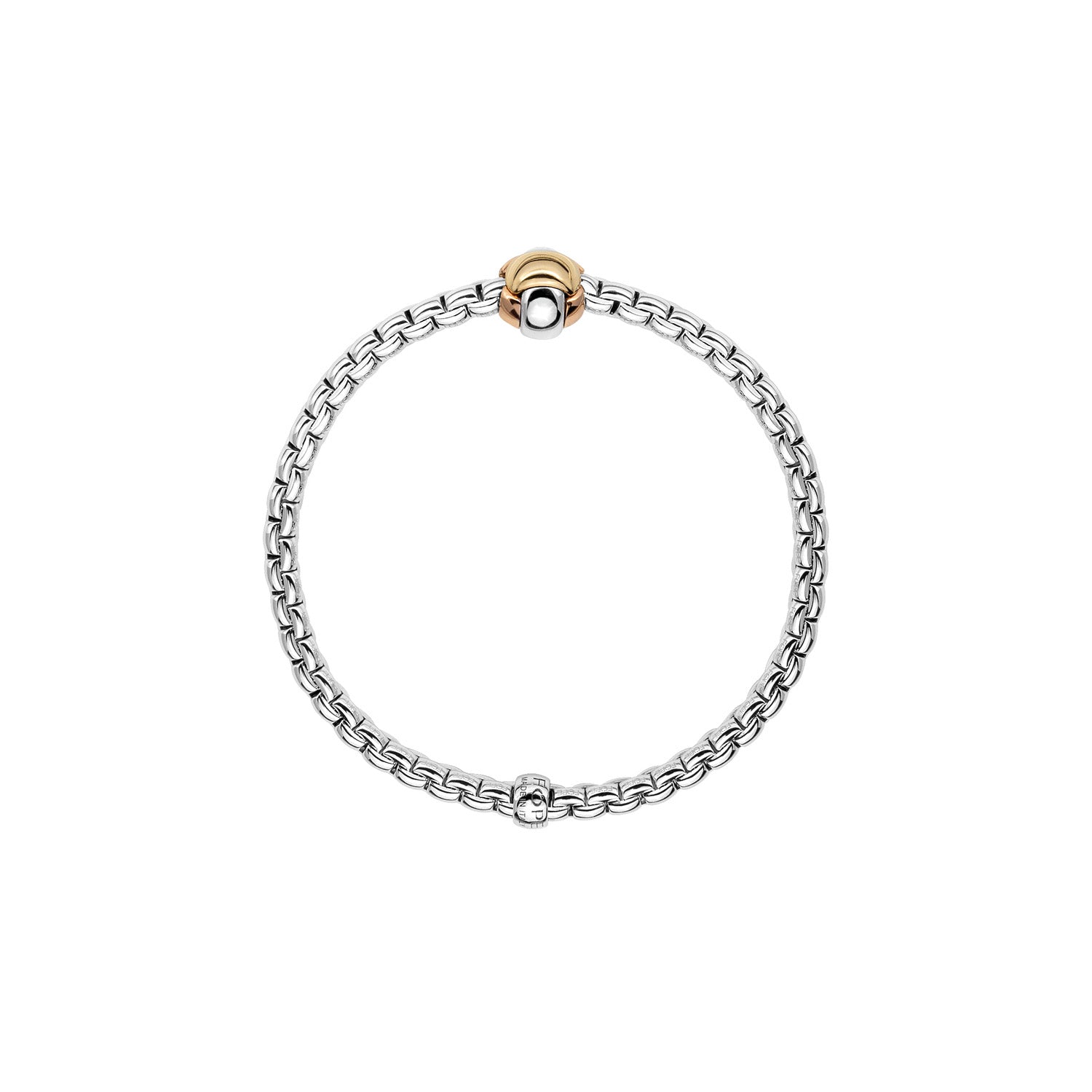Flex'it Eka Tiny bracelet with Tri-tone Rondelle in White Gold
