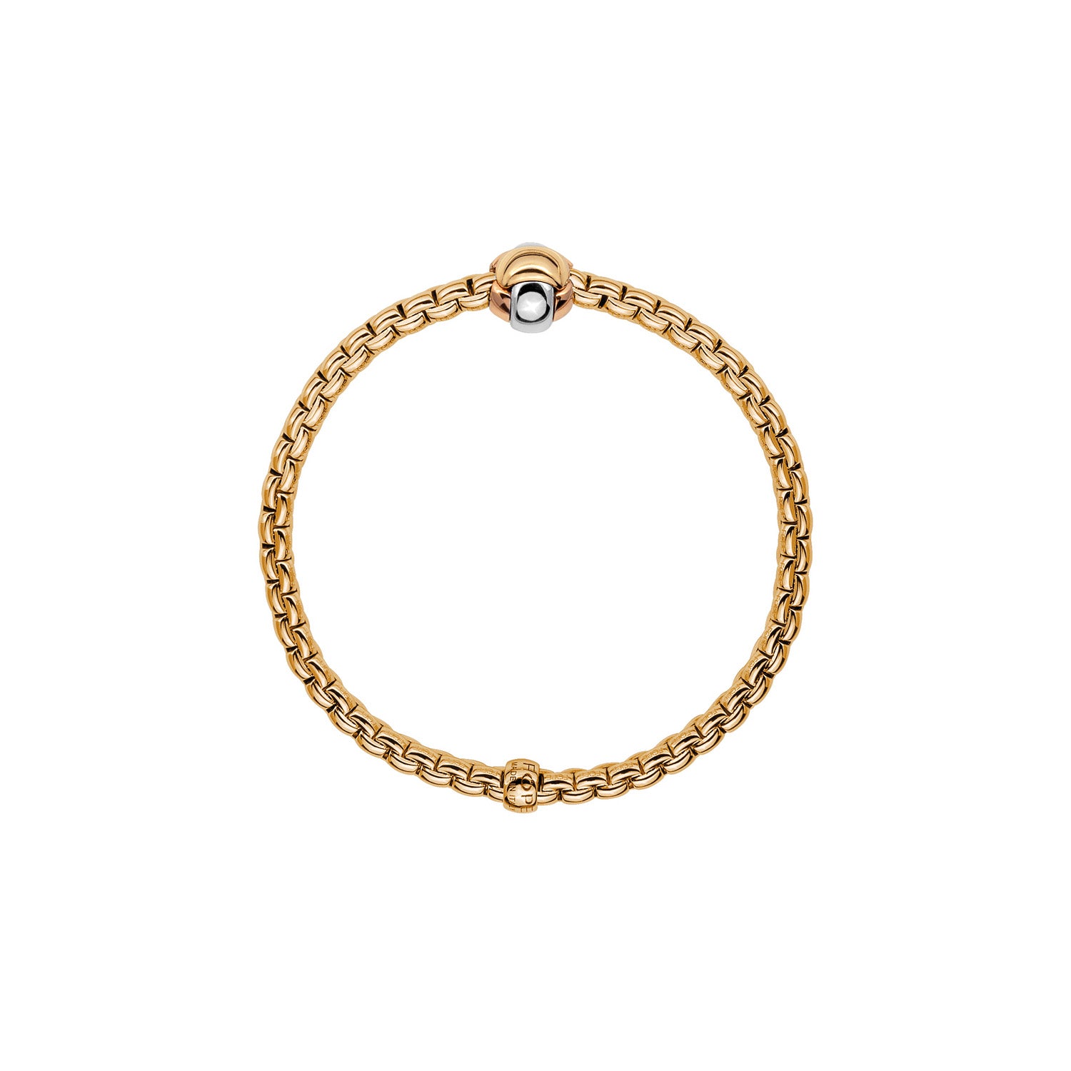 Flex'it Eka Tiny bracelet with Tri-tone Rondelle in Yellow Gold