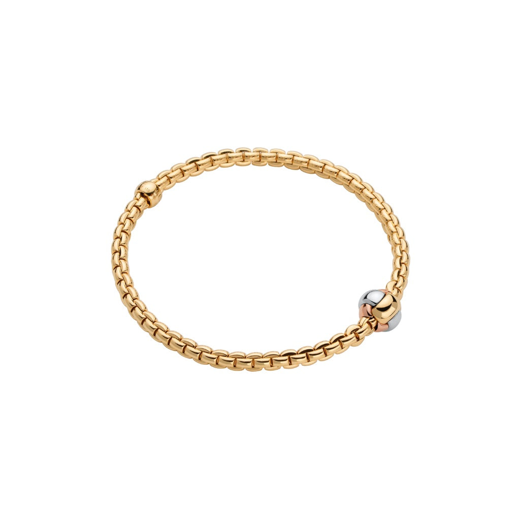 Flex'it Eka Tiny bracelet with Tri-tone Rondelle in Yellow Gold
