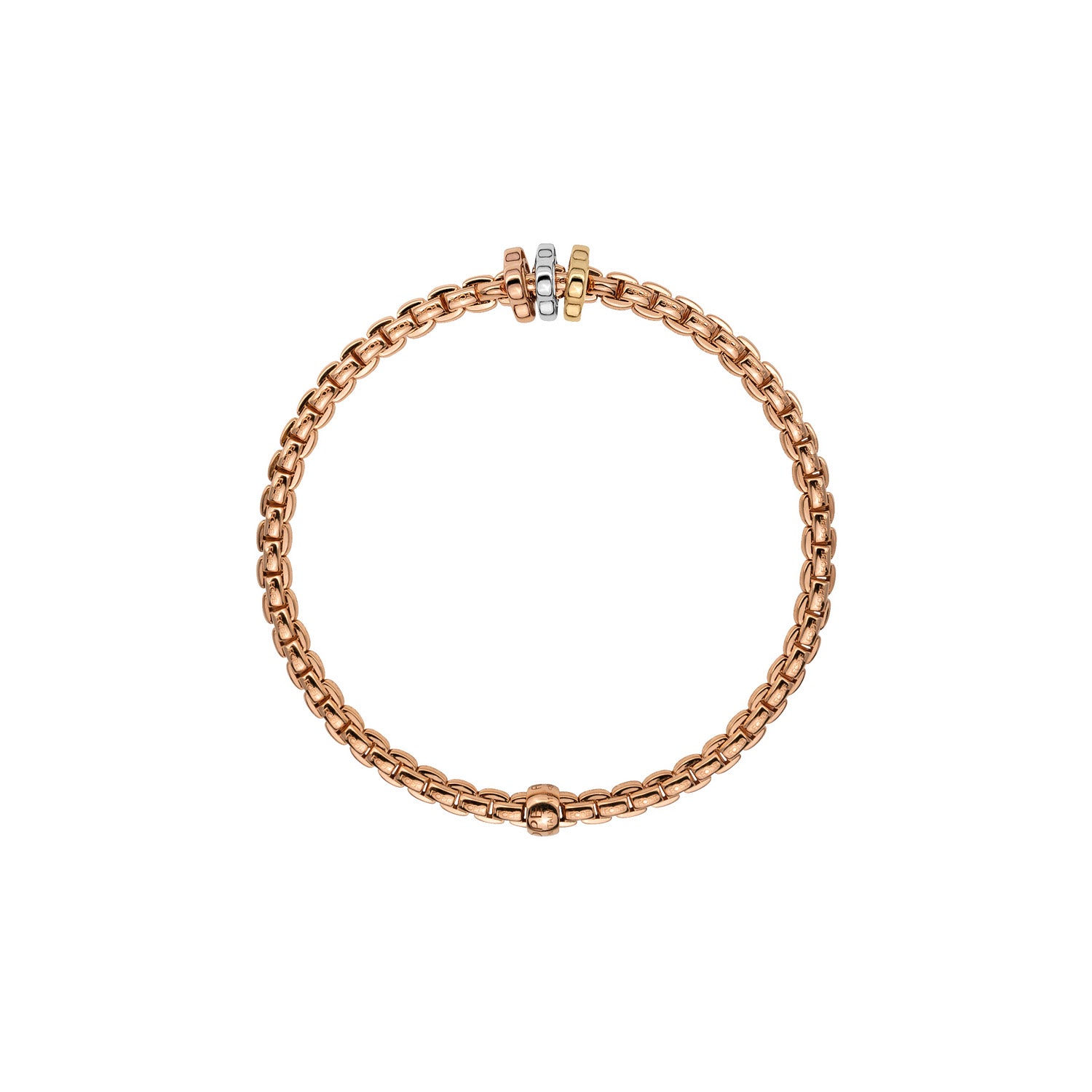 Flex'it Eka Tiny bracelet with three tri-colored rondel in rose gold