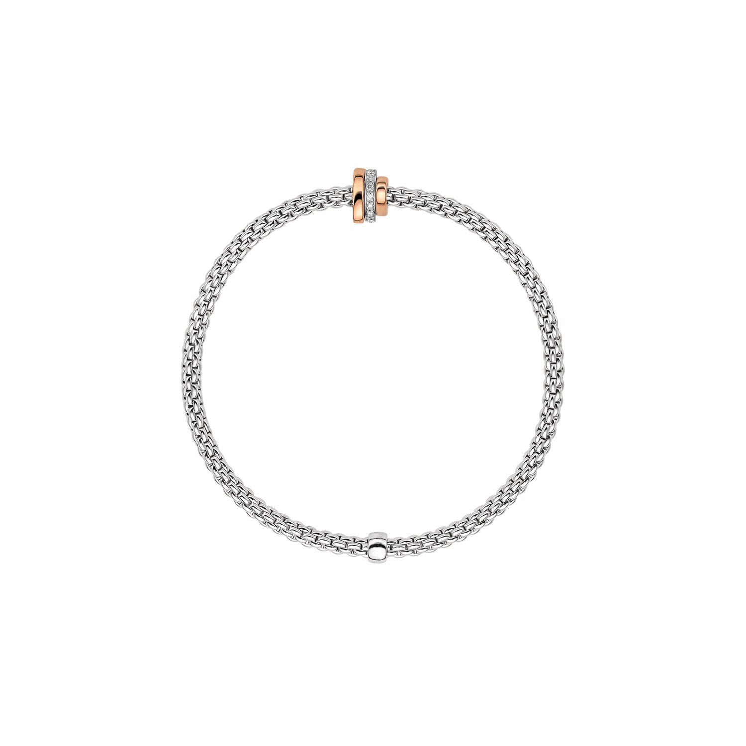 Flex'it Prima bracelet with diamonds in white and rose gold
