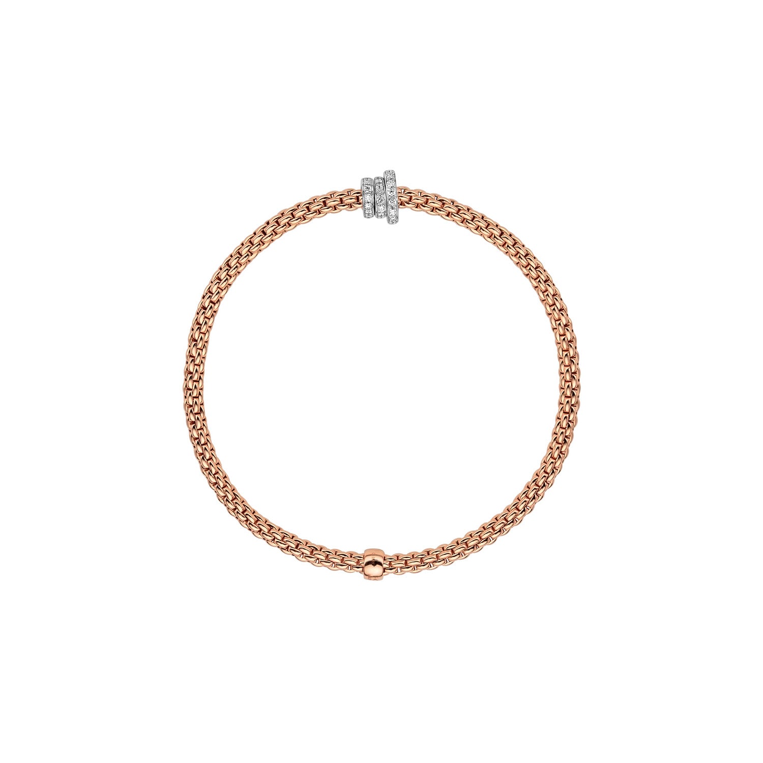 Flex'it Prima bracelet with diamond pave in rose gold