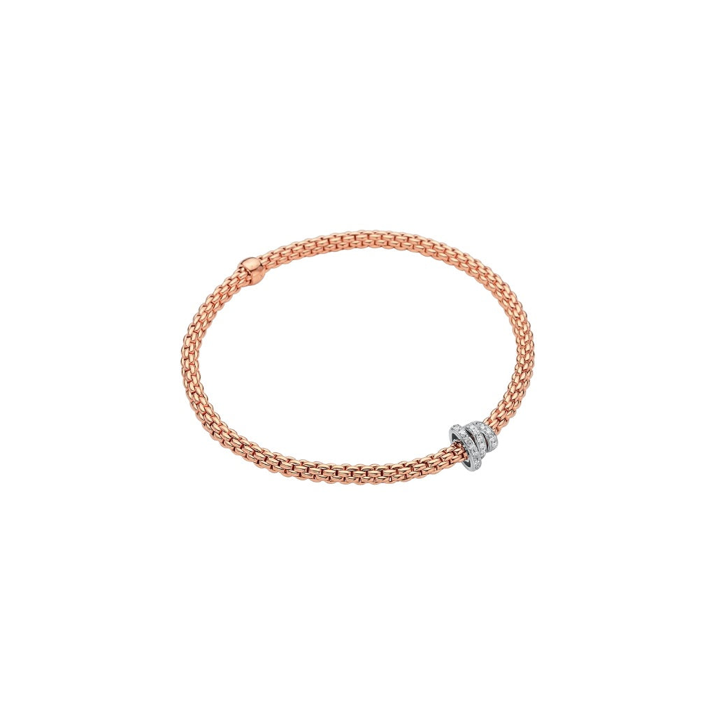 Flex'it Prima bracelet with diamond pave in rose gold