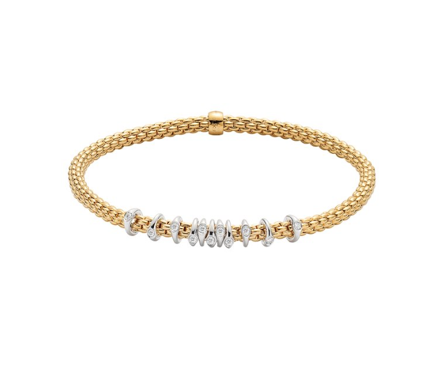 Flex'it Prima bracelet with diamonds in yellow gold