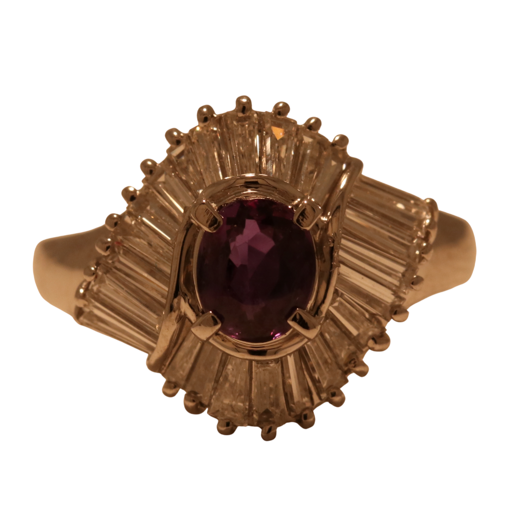 Platinum Ring with .74ct Alexandrite and .95ct diamonds - GIA Certified