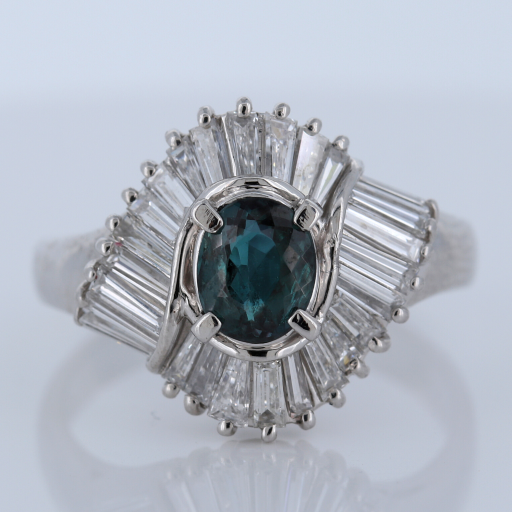 Platinum Ring with .74ct Alexandrite and .95ct diamonds - GIA Certified