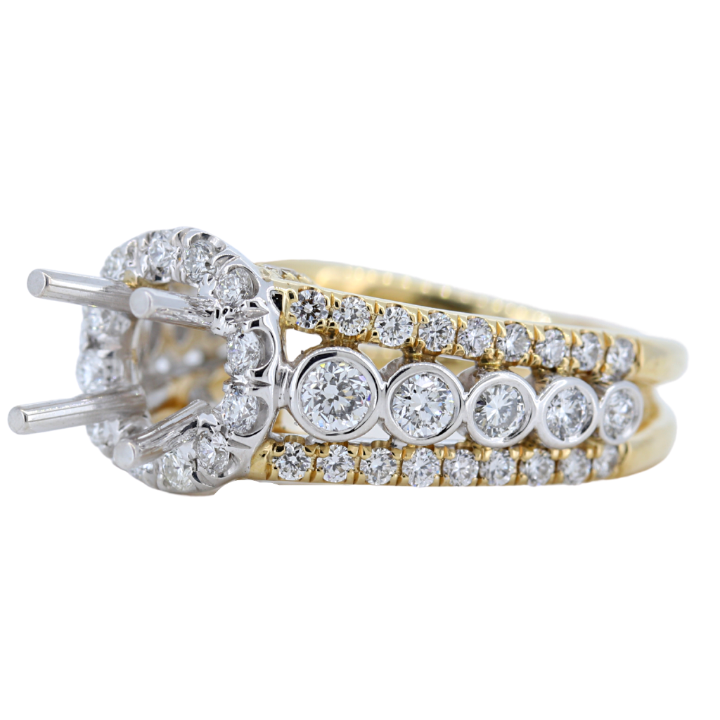 14k Two Tone Yellow and White Gold Setting with 1.46ct diamonds