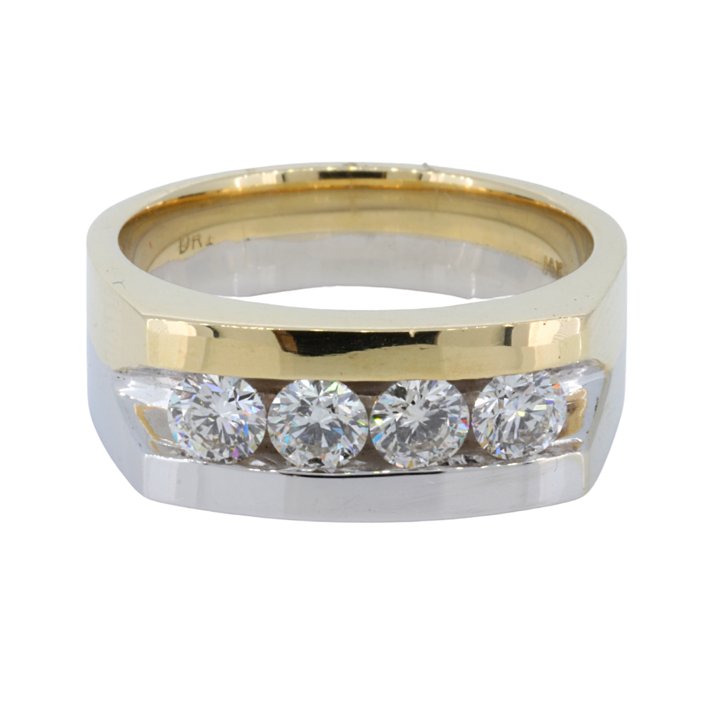 14k Mens Two Tone Yellow and White Gold Ring Setting with 1.28ct diamonds