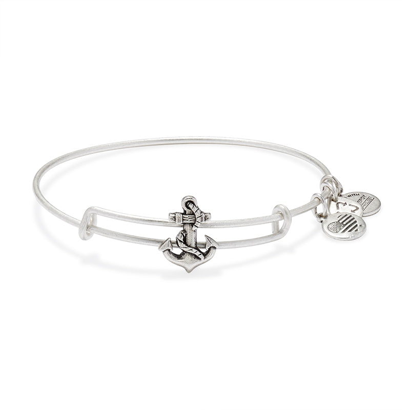 Alex And Ani Anchor Slider Charm Silver Finish Bangle