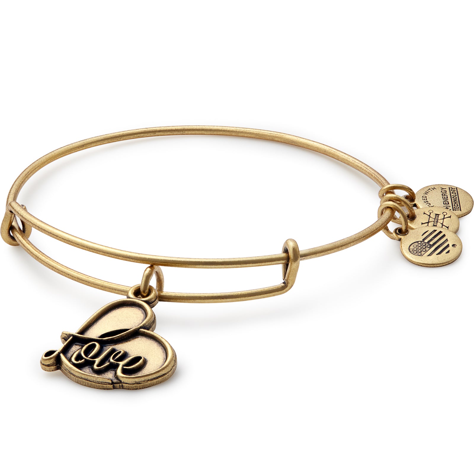 Alex And Ani Gold Finish Love Charm Bangle