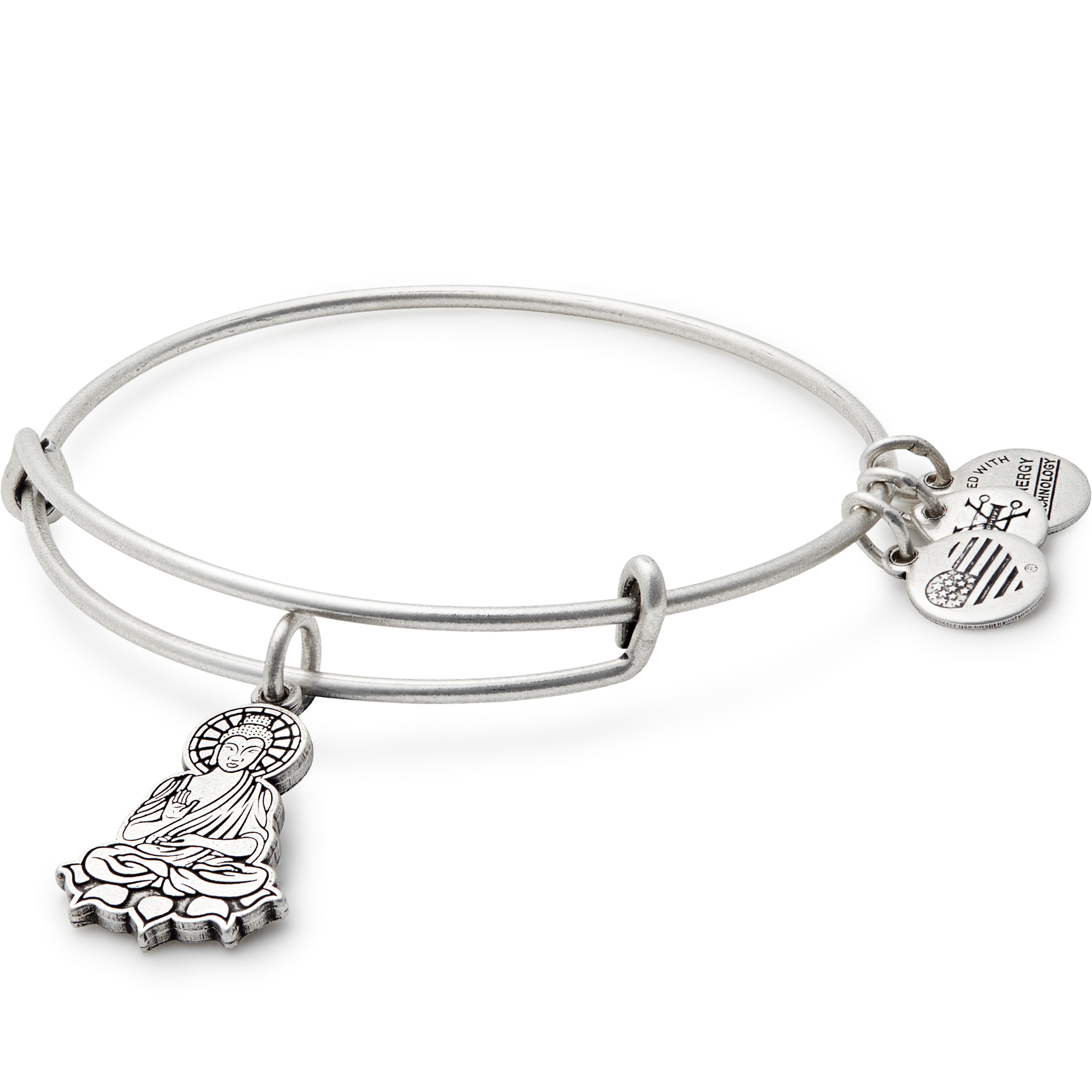 Alex and Ani Initial M Charm Bangle Bracelet in Shiny Silver