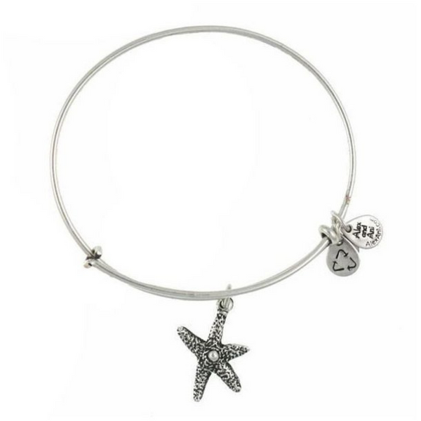 Alex and Ani Starfish Charm Bangle Bracelet Rafaelian Silver Finish Monarch Jewels
