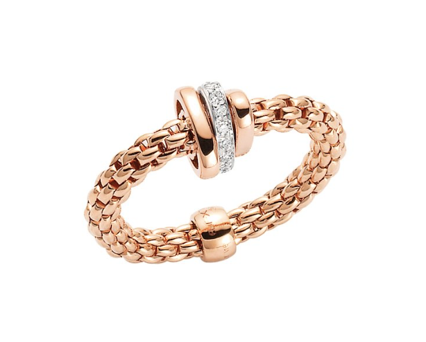 Flex'It Prima Ring with diamonds in rose gold
