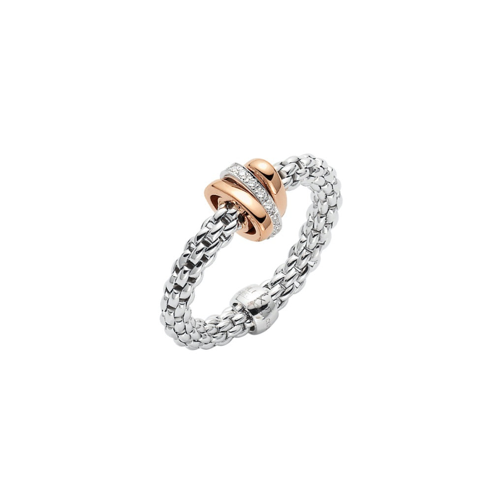 Flex'It Prima Ring with diamonds in white gold