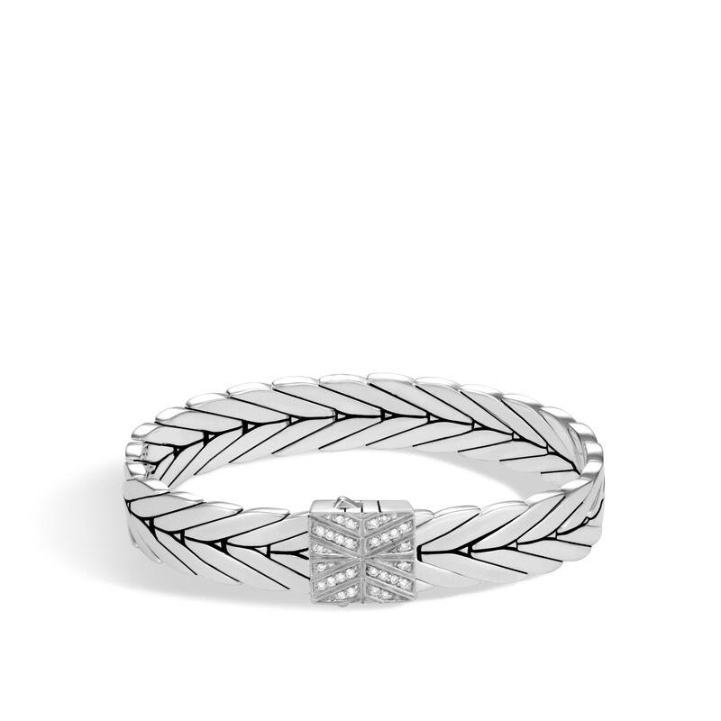 Modern Chain 11Mm Bracelet In Silver With Diamonds