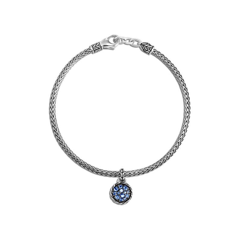Classic Chain Round Charm Bracelet With Blue Sapphire