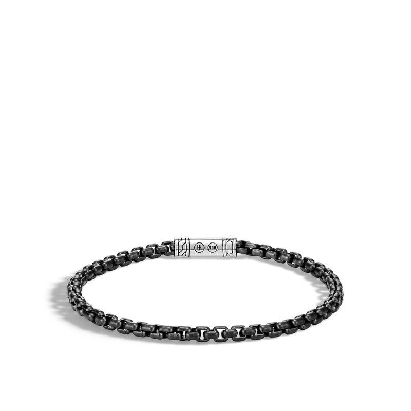 Classic Chain 4MM Box Chain Bracelet in Blacked Silver