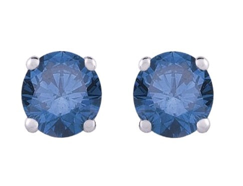 Blue Diamond Studs Made In 14K White Gold