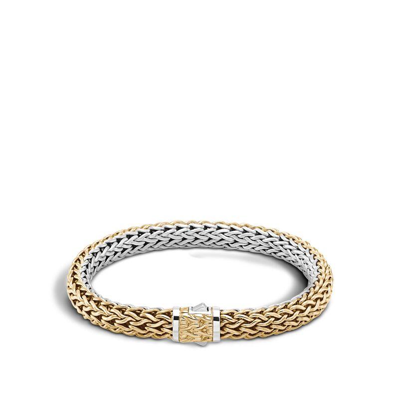 Classic Chain 7.5MM Reversible Bracelet in Silver and 18K Gold