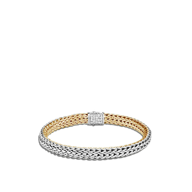 Classic Chain 6.5MM Reversible Bracelet in Silver and 18kt Yellow Gold