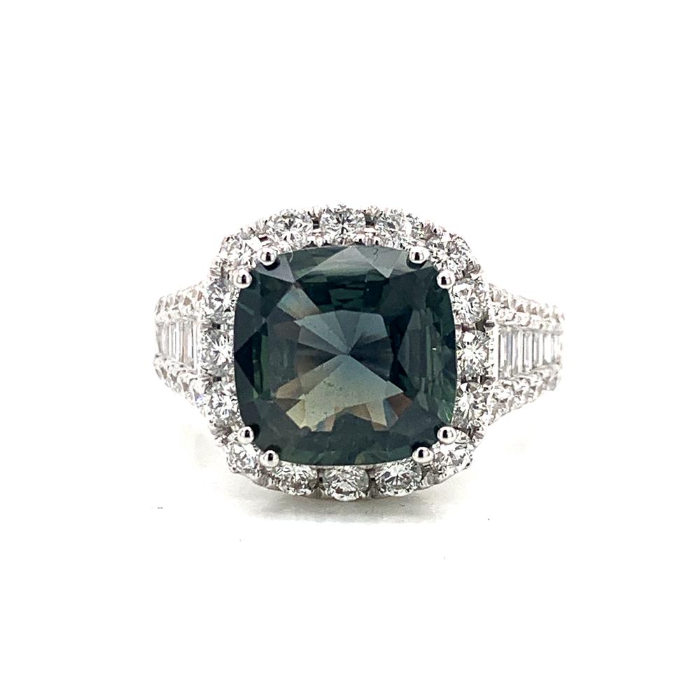 18k ring with a GIA certified unheated green sapphire