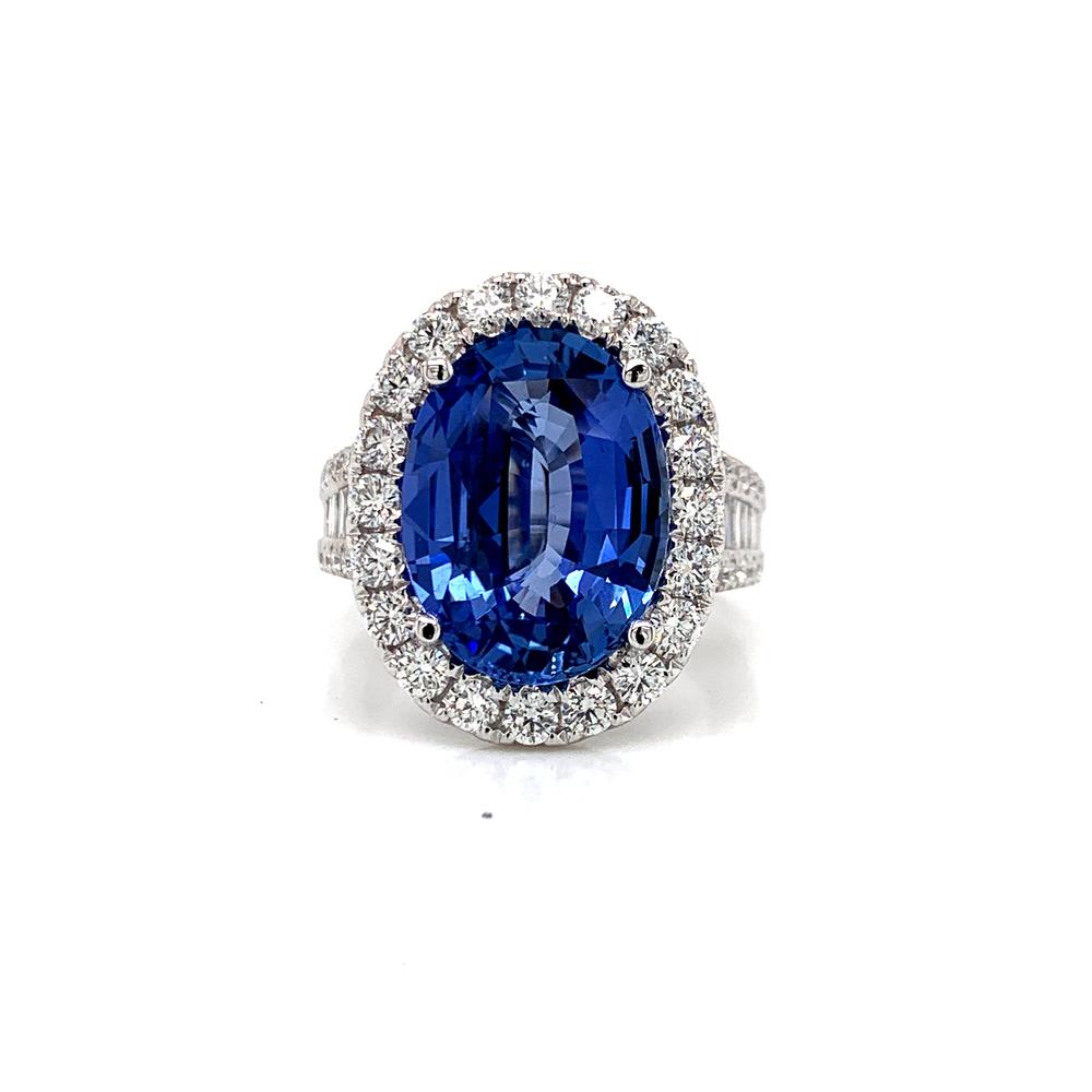 18k ring with a CDC certified Ceylon sapphire