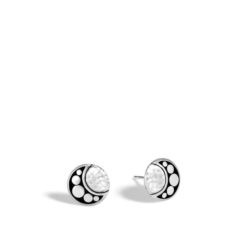 Dot Moon Phase 11MM Stud Earring in Hammered Silver